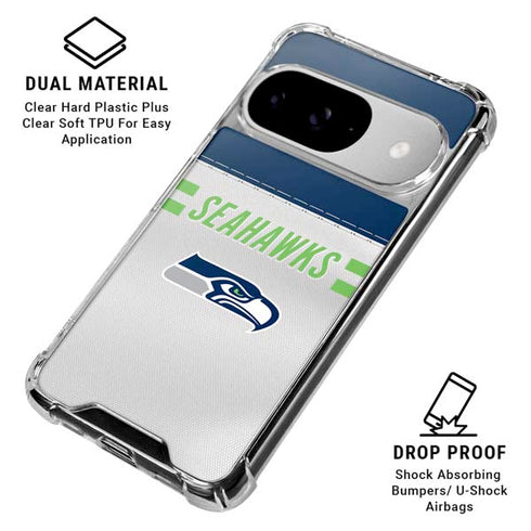 NFL Seattle Seahawks White Striped Google Pixel 10 Clear Case